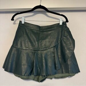 Green Leather Skort
